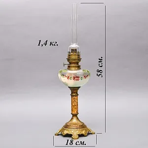 Антикварная  Керосиновая Лампа «Цветочная Гирлянда», Kosmos - Brenner, Франция начало ХХ века.