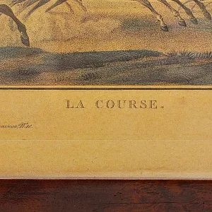 Старинная Картина - Цветная Литография «Скачки», Carle Vernet Франция.