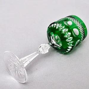 Хрустальный Бокал для вина серия «Monaco» зелёного цвета, JOSEPHINENHUTTE Германия, 50-е годы ХХ века. 