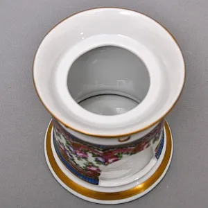 Антикварный Заварочный Чайник на подставке «Цветочная симфония», Франция - первая половина ХХ века. 