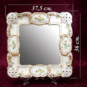 Настенное Фарфоровое Зеркало 37,5 см. х 36 см. LINDNER Kups Bavaria, Германия 60гг.