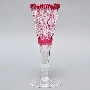Небольшая Хрустальная Ваза - Бокал Розового цвета, VAL SAINT LAMBERT Бельгия.