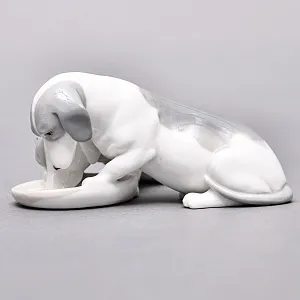  Антикварная Фарфоровая статуэтка «Два щенка», PirkenHammer Чехословакия, 1920 - 1938 годы. 