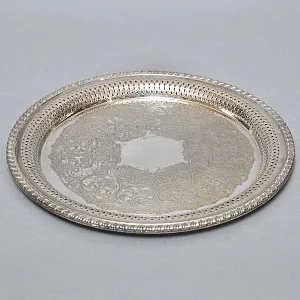 Старинный Круглый Поднос, Мелталл Silverplated, SHEFFIELD Англия первая половина ХХ века.