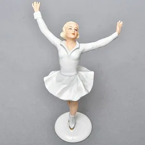 Коллекционная Фарфоровая статуэтка «Девушка фигуристка», Schau Bach Kunst Германия, 1953 - 1962 годы.