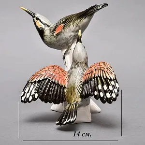 Пара Птиц - Фарфоровая Статуэтка «Свиристели» Н -19 см., Karl Ens, Германия - первая половина ХХ века.