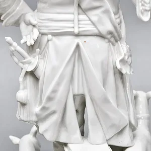 Антикварная Фарфоровая статуэтка «Старый Фриц. Король Пруссии Фридрих II с собаками»,  Volkstedt Германия.