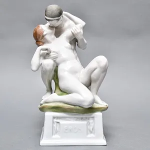 Большая Антикварная Фарфоровая статуэтка «EROS», ROSENTHAL Германия, 1907 - 1911 годы. 