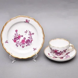 Фарфоровый Чайный Сервиз «Индийские цветы» на 6-ть персон, MEISSEN / МЕЙСЕН Германия. 