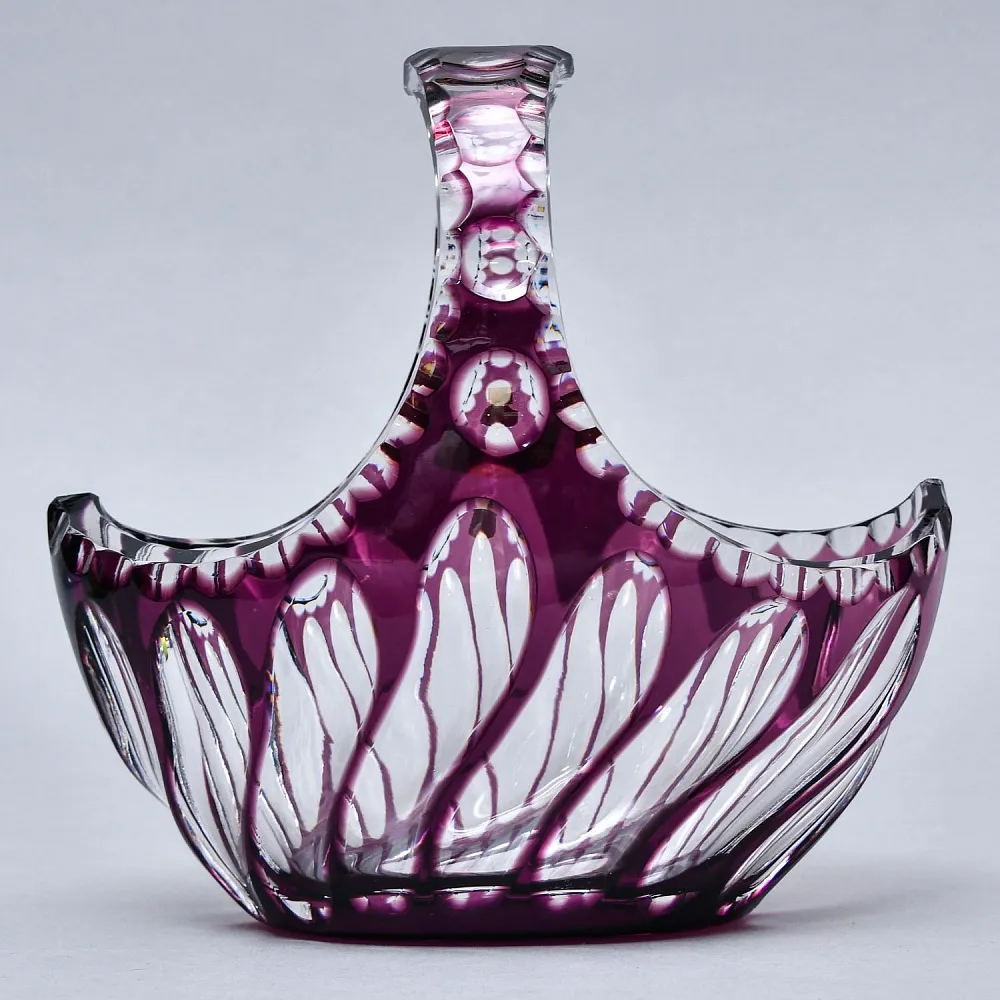 Ваза - Конфетница «Аметистовая Корзинка» Хрусталь, BEYER Германия 60-е годы ХХ века.