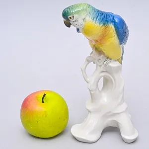 Птица - Фарфоровая статуэтка «Синий Попугай», Karl Ens Германия, 50-е гг.