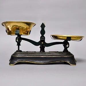 Антикварные Чугунные Кухонные - Аптекарские весы FОRCE BALANCE на 2кг. Франция начало ХХ века!