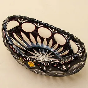 Ваза-Конфетница «ЛАДЬЯ» Цветной Хрусталь Trischler Winterhalder Германия 70-е гг.