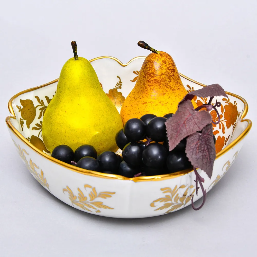 Винтажное Сервировочное Блюдо - Фруктовница «Золотые розы», Фарфор Limoges Франция.