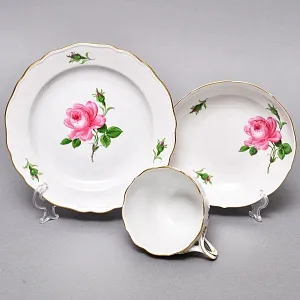 Фарфоровый Чайный Сервиз «РОЗА Мейсена» на 6-ть персон, MEISSEN / МЕЙСЕН Германия. 