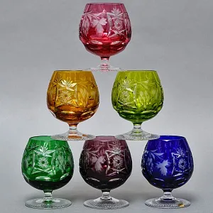 Набор 6-ть Бокалов для Коньяка серия «Виноград» Цветной Хрусталь, NACHTMANN Германия, 60-е гг. ХХ века.