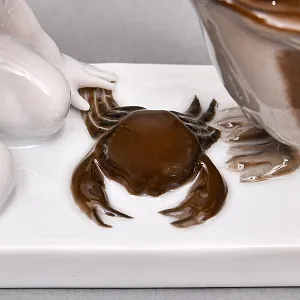 Антикварная Фарфоровая статуэтка «Мальчик, пингвин и краб», ROSENTHAL Германия, первая половина ХХ века.