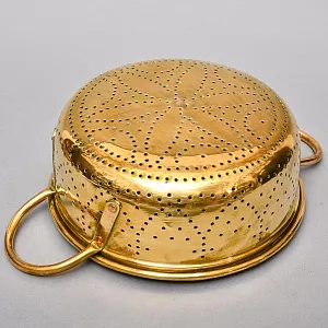 Большой Старинный Латунный Дуршлаг - Сито - Сотейник Франция начало ХХ века.