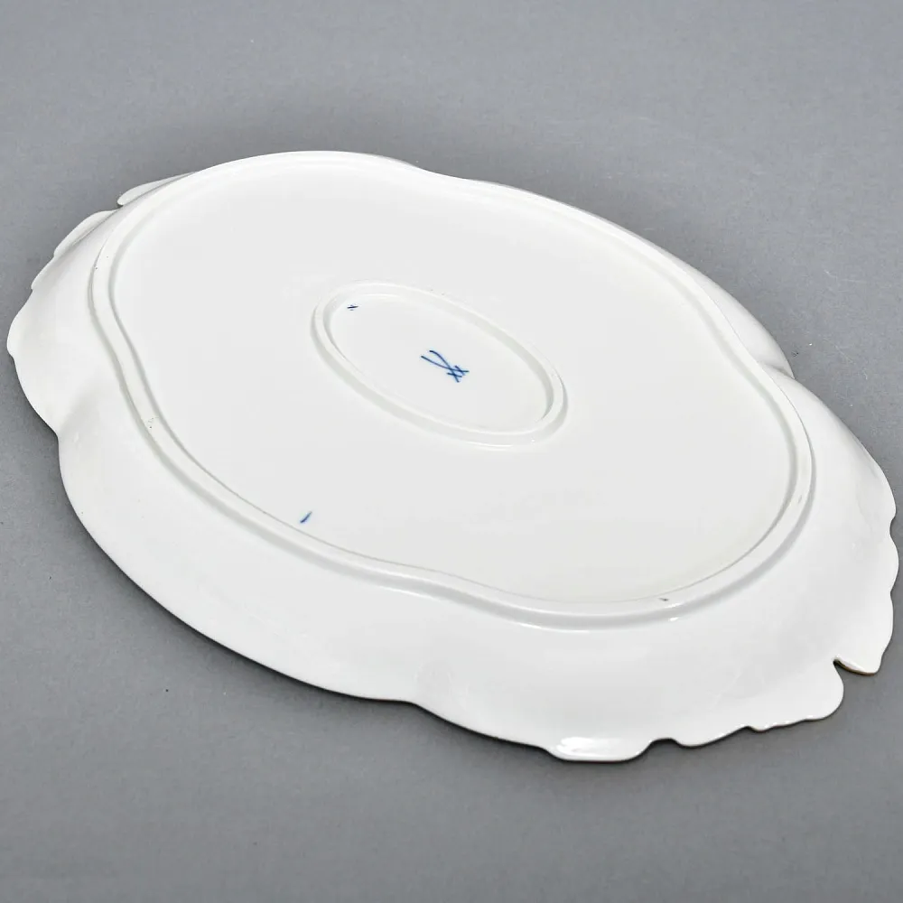 Большое Коллекционное Фарфоровое Блюдо - Тарелка - Поднос «Голубые цветы», MEISSEN Германия.