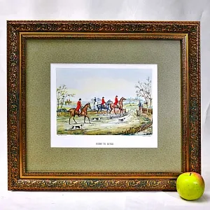 Антикварная Картина - Цветная Гравюра «На охоту»  из серии «Охота на Лис». Англия начало ХХ века.