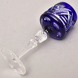 Хрустальный Бокал для вина серия «IMPERIAL» синего цвета, JOSEPHINENHUTTE Германия, 50-е годы ХХ века.