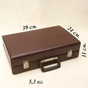 Редкость! Винтажные Коллекционные Оловянные «ШАХМАТЫ» в кожаном кейсе, Германия 60 гг.