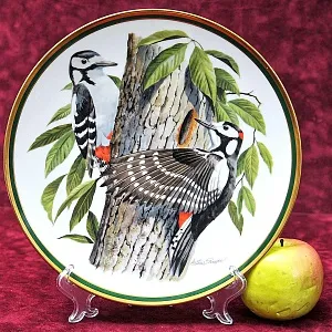 Коллекционная Тарелка - Блюдо «Большой Пестрый Дятел» Фарфор, Franklin Porcelain США -1980 год.