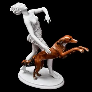 Редкость! Коллекционная Фарфоровая Статуэтка «Девушка и Собака», ROSENTHAL Германия -1944 год.