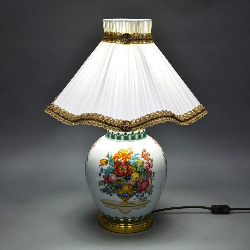 Настольная Электрическая Лампа - Светильник «Цветущий Сад» Фарфор Kaiser, Германия 80 -е годы ХХ века. 