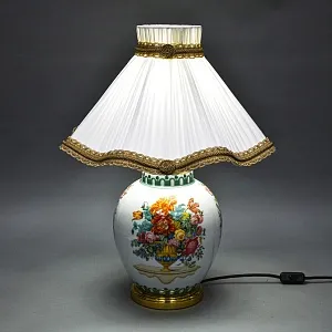 Настольная Электрическая Лампа - Светильник «Цветущий Сад» Фарфор Kaiser, Германия 80 -е годы ХХ века. 
