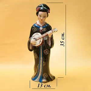 Большая Интерьерная Фаянсовая Статуэтка «Девушка с лютней», CIA MANNA Италия 50-е годы.