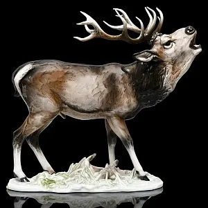 Большая Фарфоровая статуэтка «Благородный ОЛЕНЬ», ROSENTHAL Германия, середина ХХ века. 