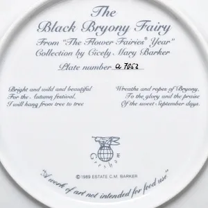 Коллекционная Фарфоровая Тарелка - Блюдо «Фея Бузины», Wedgwood Англия - 1989 год.