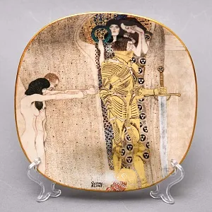 Коллекционная Тарелка «Шедевры Густава Климта. Жажда счастья», Фарфор Lilien Porzellan Австрия, 1991 год. 