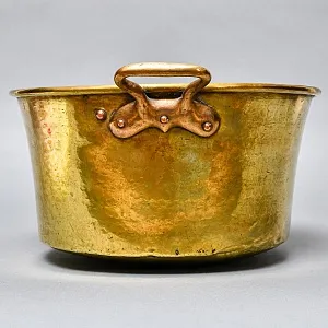 Старинный Латунный Таз для варки варенья на 9-ть литров, Франция - середина ХХ века. 