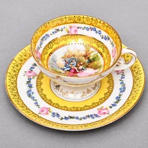 Антикварная Коллекционная Кофейная пара «Свидание», Германия - середина ХХ века.