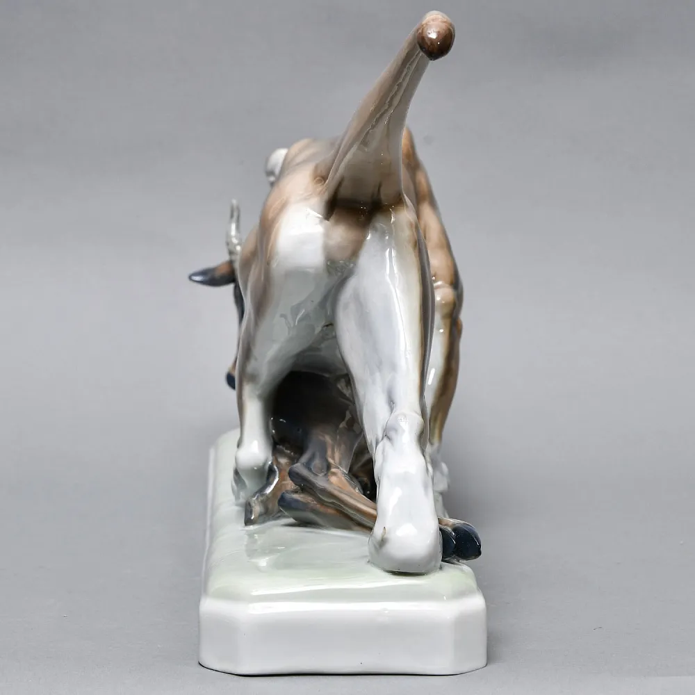 Большая! Авторская Фарфоровая статуэтка «ПУМА С ДОБЫЧЕЙ», ROSENTHAL Германия - 1938 год. 