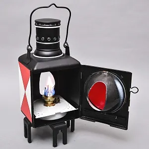 Большой Антикварный Железнодорожный Керосиновый Сигнальный Фонарь, Франция начало ХХ века.