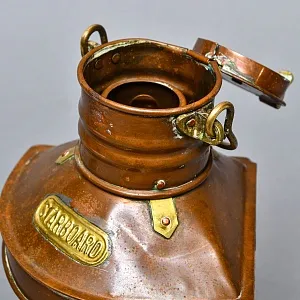 Старинный Медный Керосиновый «Сигнальный Корабельный Фонарь», Англия начало ХХ века.