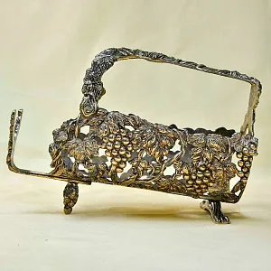 Антикварная Металлическая Подставка «Виноградная Лоза» для винной бутылки, Франция.