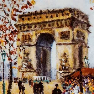 Коллекционная Тарелка «Париж - Триумфальная Арка» Фарфор, Лимож, Limoges, Франция.