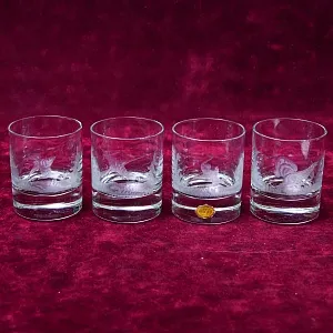 Редкость! Набор из 4-х Хрустальных Стаканов «ОХОТА», SCHONBORNER Германия, 50-е гг. 