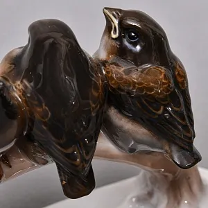 Коллекционная Фарфоровая статуэтка «Птицы. Три птенца на ветке», ROSENTHAL Германия, 50-е гг.