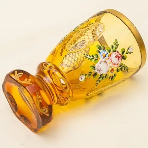 Коллекционная Ваза - Кубок, Цветочная Эмалевая роспись, Хрусталь Ernst Wittig, Германия 50-е годы ХХ века.