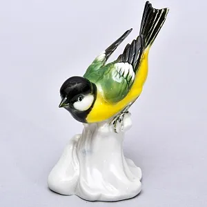 Коллекционная Фарфоровая статуэтка «Птица. Синица», VOLKSTEDTER Германия, середина ХХ века.