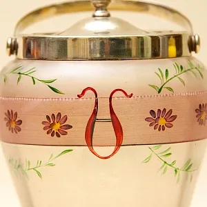 «Пастораль» - Бисквитница - Сахарница - Баночка с крышкой, Стекло Англия 50-е годы ХХ века.