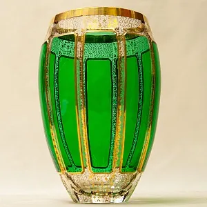 Коллекционная Ваза для Цветов «Зелёный Изумруд», Хрусталь ERNST WITTIG, Германия середина ХХ века.