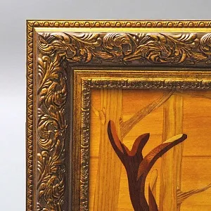 Редкость! Большое Деревянное Панно - Картина «Охота - Олень» СССР - 1978 год.