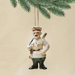 Новогодние Фарфоровые Ёлочные игрушки - «Милиционер» - Стилизация «Мы родом из СССР».