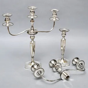 Пара Больших Антикварных Канделябров Подсвечников Silverplated, SHEFFIELD Англия начало ХХ век.